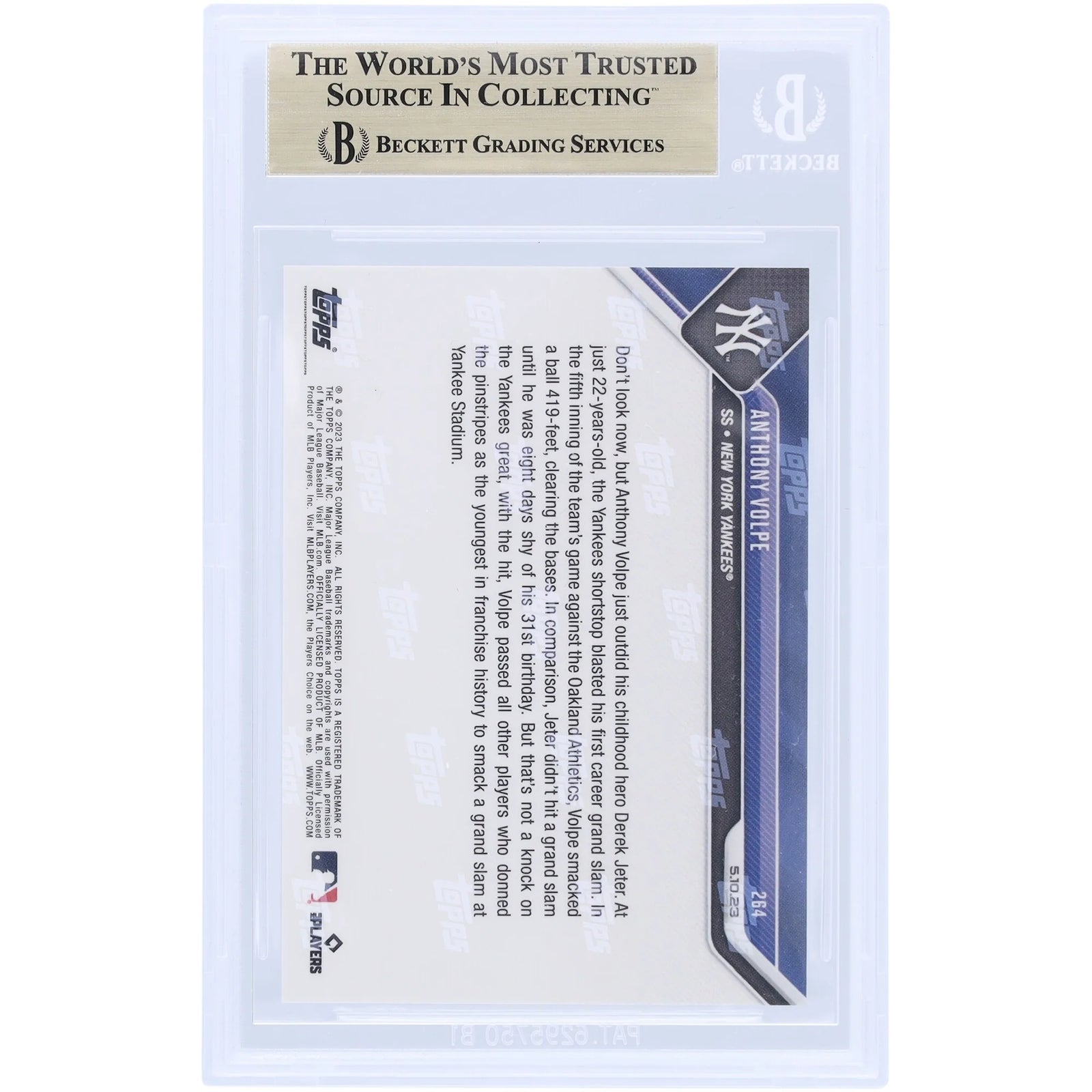 Anthony Volpe 2023 Topps Now Rookie #264 Card | BGS 9.5 Grand Slam