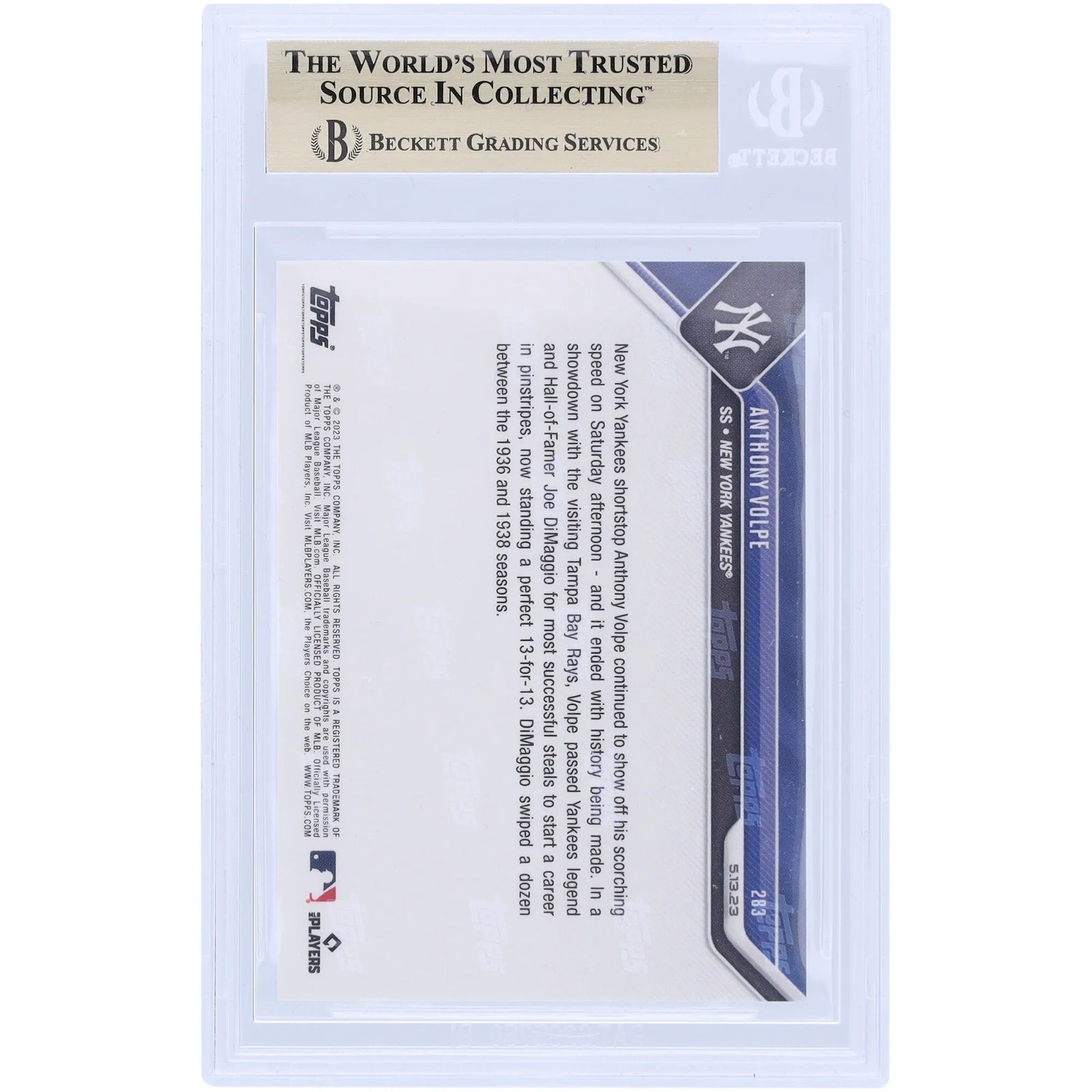 Anthony Volpe Signed 2023 Topps Now #283 Rookie Card | BGS 10
