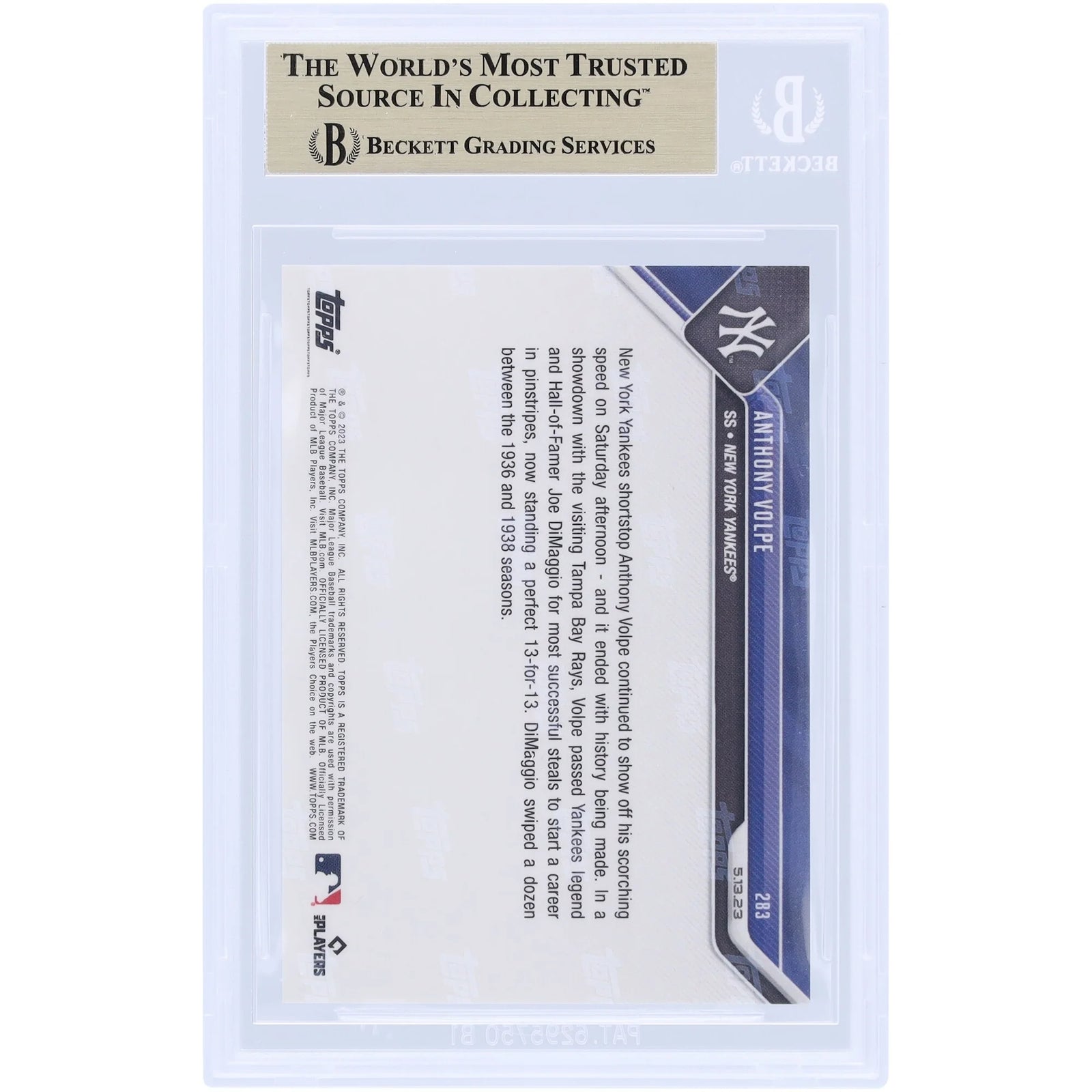 Anthony Volpe 2023 Topps Now Rookie Card #283 | BGS 9.5
