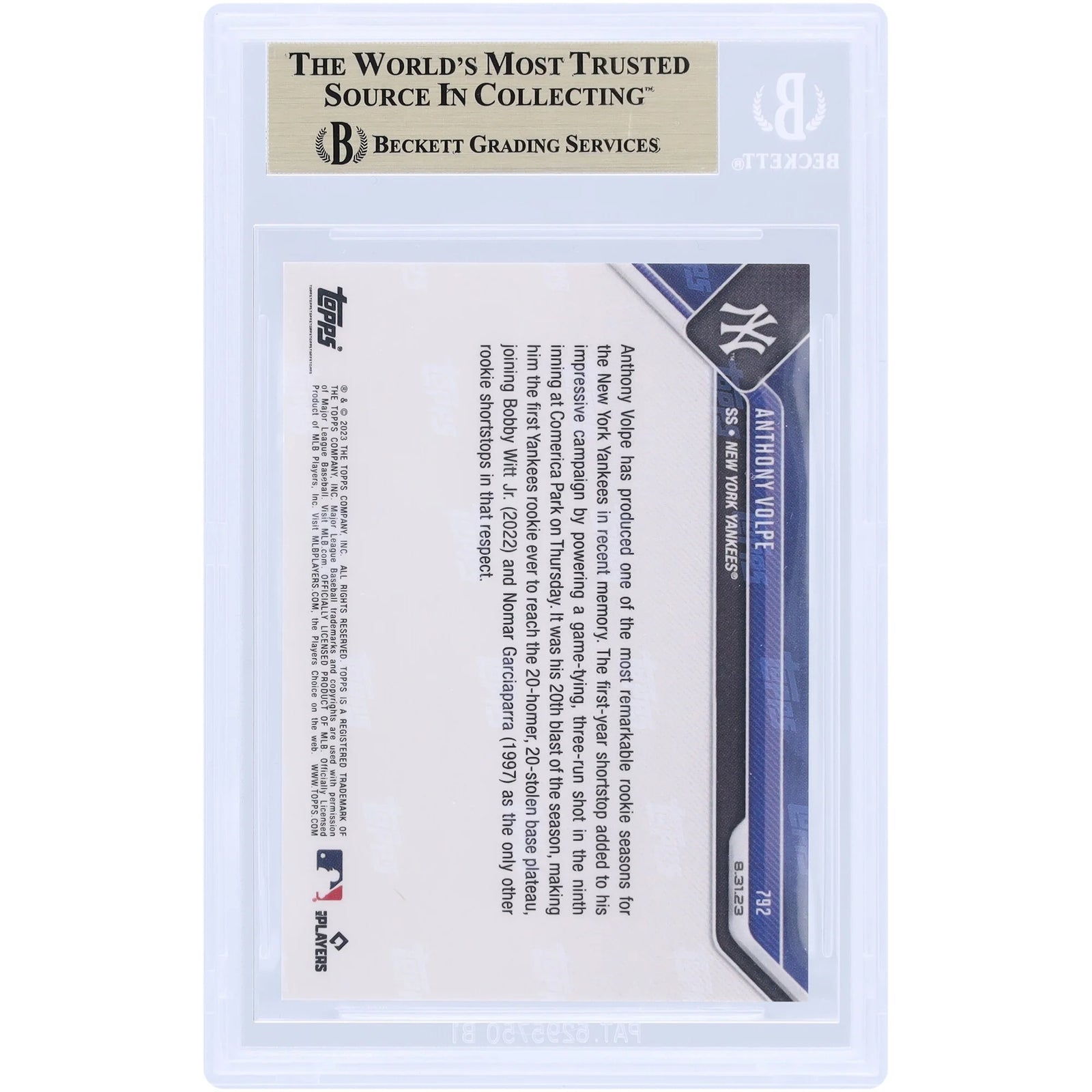Anthony Volpe 2023 Topps Now #792 Rookie Card | BGS 9.5