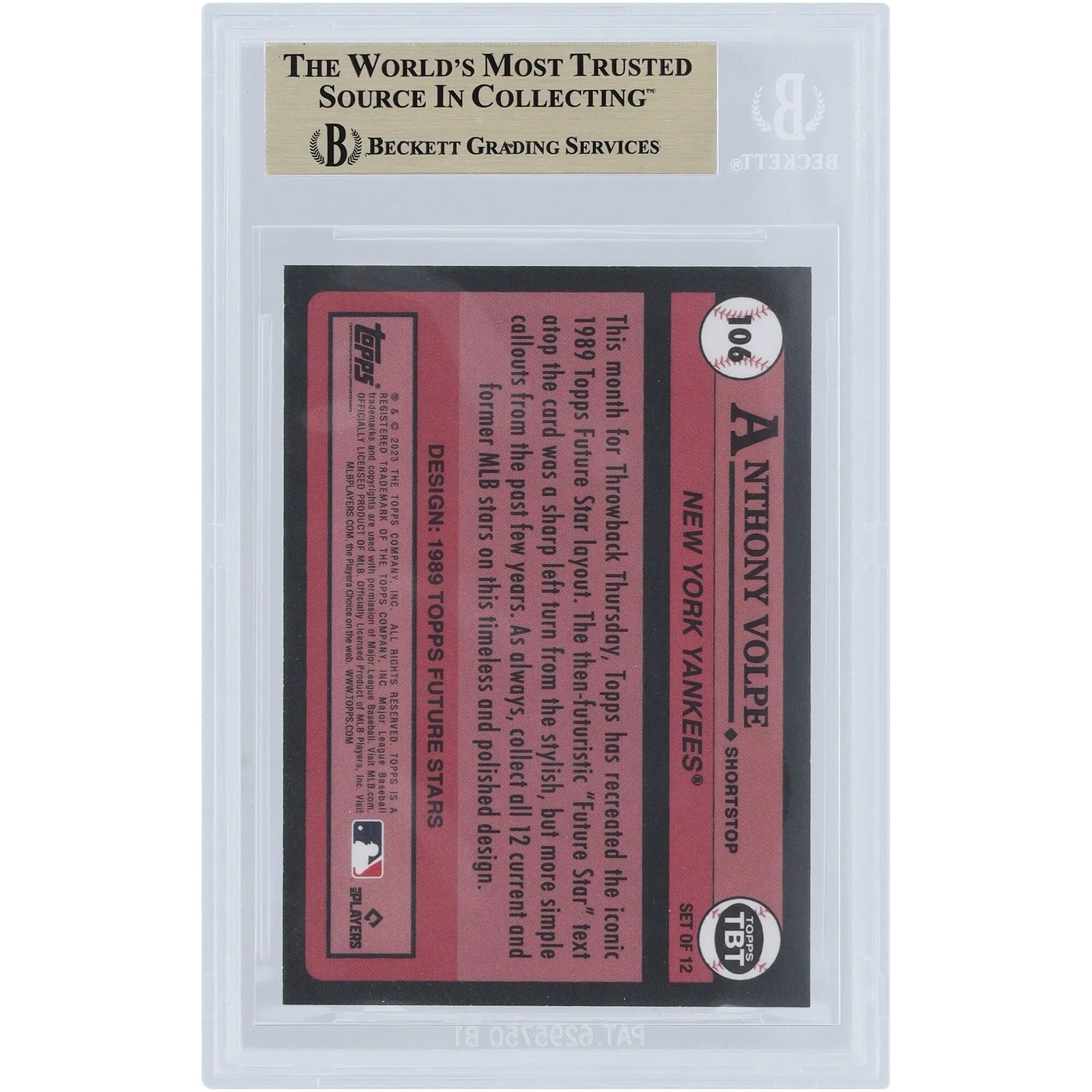 Anthony Volpe 2023 Topps Throwback Thursdays Rookie #106 Card | BGS 9.5