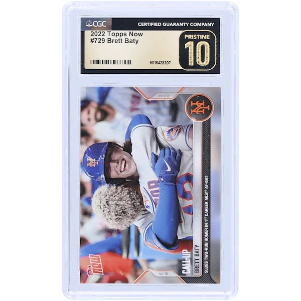 Brett Baty New York Mets 2022 Topps Now Slugs Two-Run Homer In 1st Career MLB At-Bat #729 CGC Authenticated Pristine 10 Rookie Card - F2