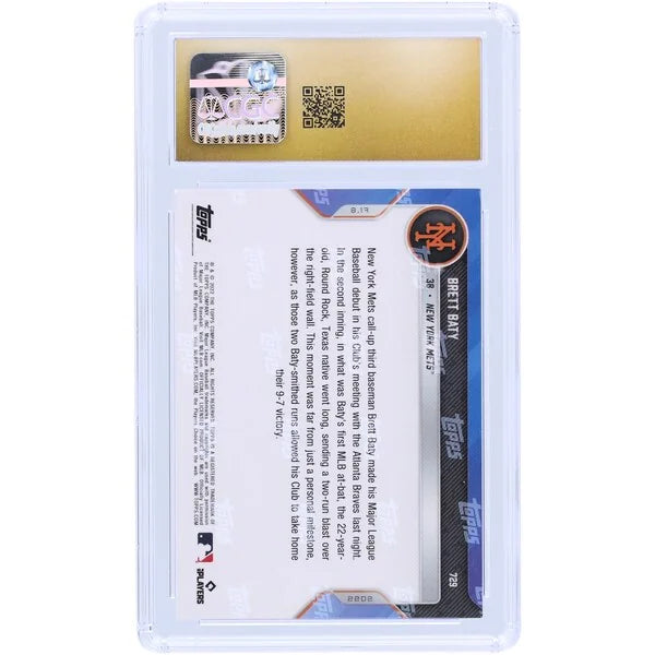Brett Baty New York Mets 2022 Topps Now Slugs Two-Run Homer In 1st Career MLB At-Bat #729 CGC Authenticated Pristine 10 Rookie Card - F2