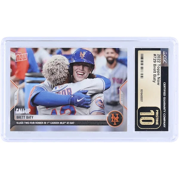 Brett Baty New York Mets 2022 Topps Now Slugs Two-Run Homer In 1st Career MLB At-Bat #729 CGC Authenticated Pristine 10 Rookie Card - F2