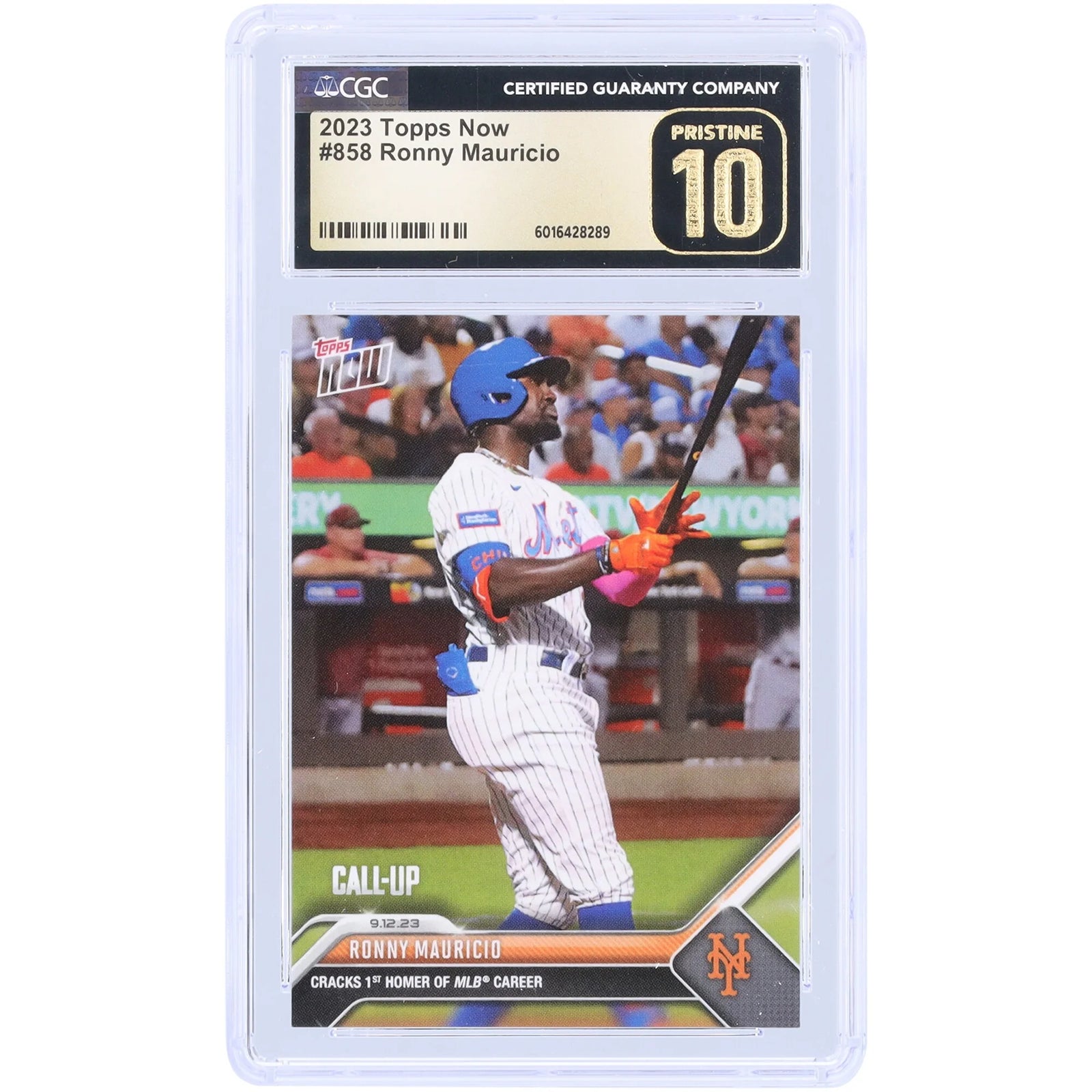 Ronny Mauricio New York Mets 2023 Topps Now Cracks 1st Homer Of MLB Career #858 CGC Authenticated Pristine 10 Rookie Card - F2