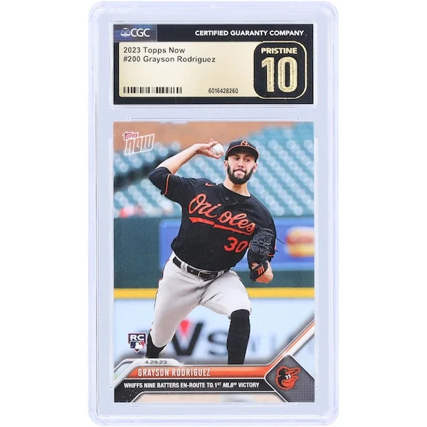 Grayson Rodriguez Baltimore Orioles 2023 Topps Now Whiffs Nine Batters En-Route To 1st MLB Victory #200 CGC Authenticated Pristine 10 Rookie Card - F2