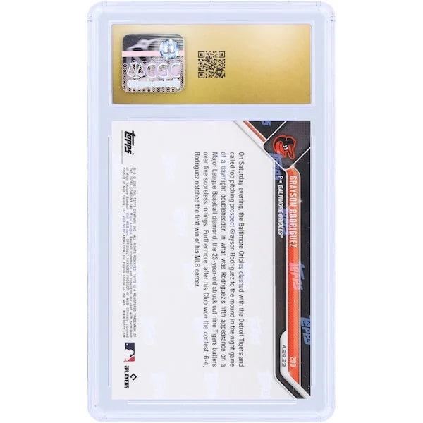 Grayson Rodriguez Baltimore Orioles 2023 Topps Now Whiffs Nine Batters En-Route To 1st MLB Victory #200 CGC Authenticated Pristine 10 Rookie Card - F2