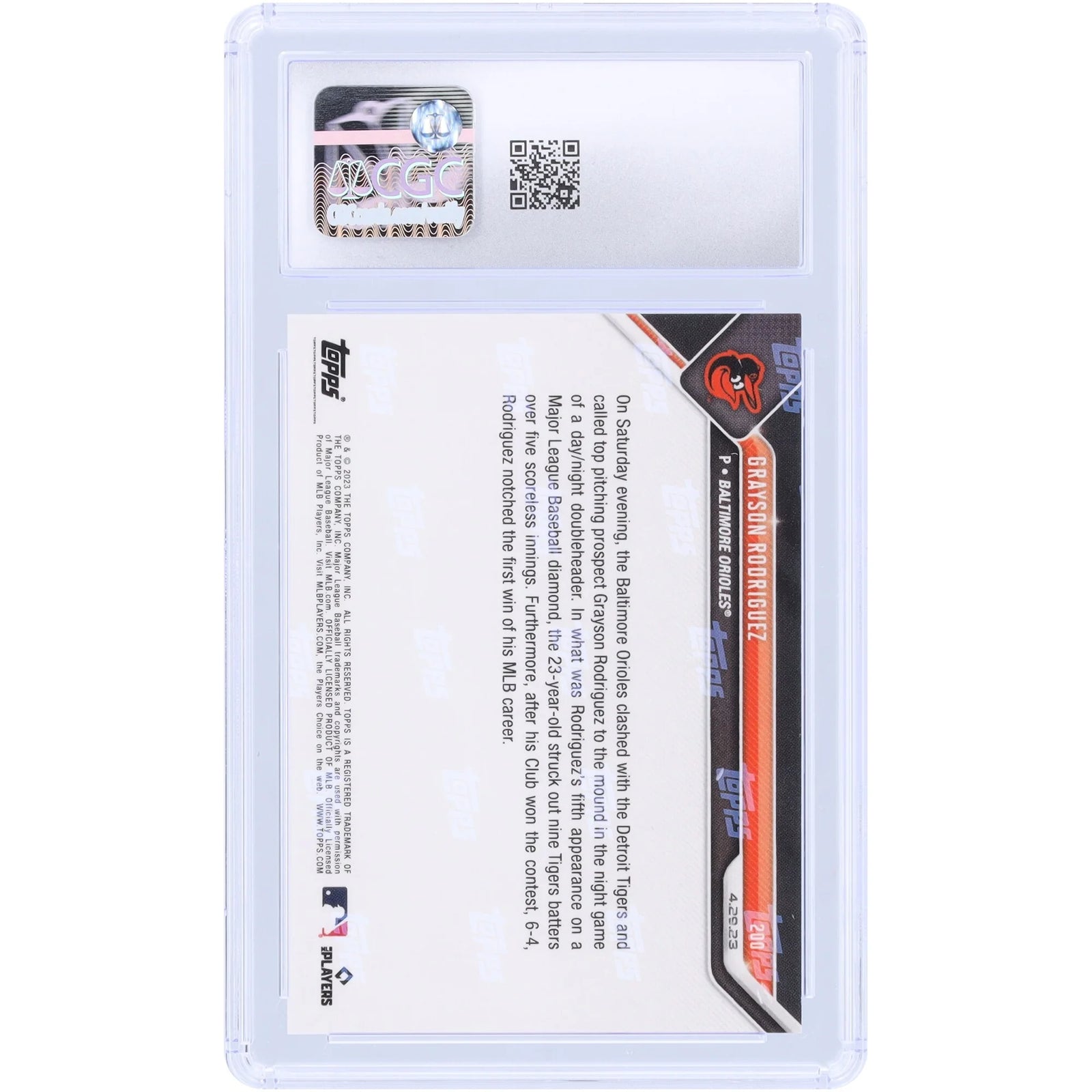 Grayson Rodriguez 2023 Topps Now Rookie Card #200 | CGC Graded 10