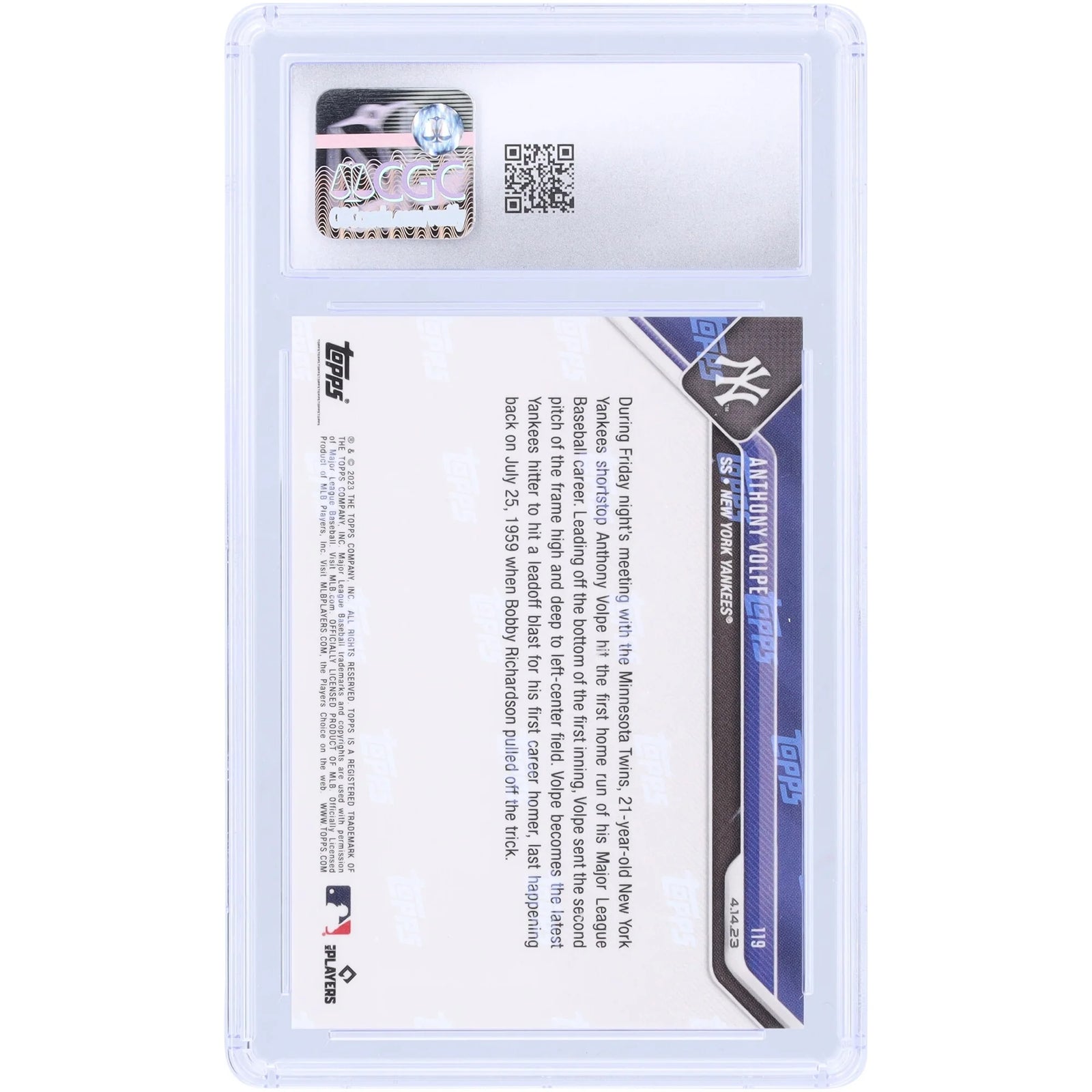 Anthony Volpe 2023 Topps Now Rookie #119 Card | CGC 9.5 Graded