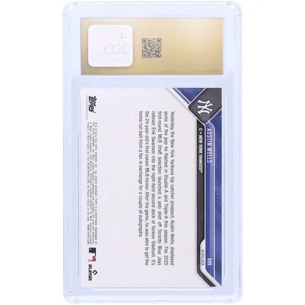 Austin Wells New York Yankees 2023 Topps Now Launches First MLB Home Run Of His Career #899 CGC Authenticated Pristine 10 Rookie Card - F2