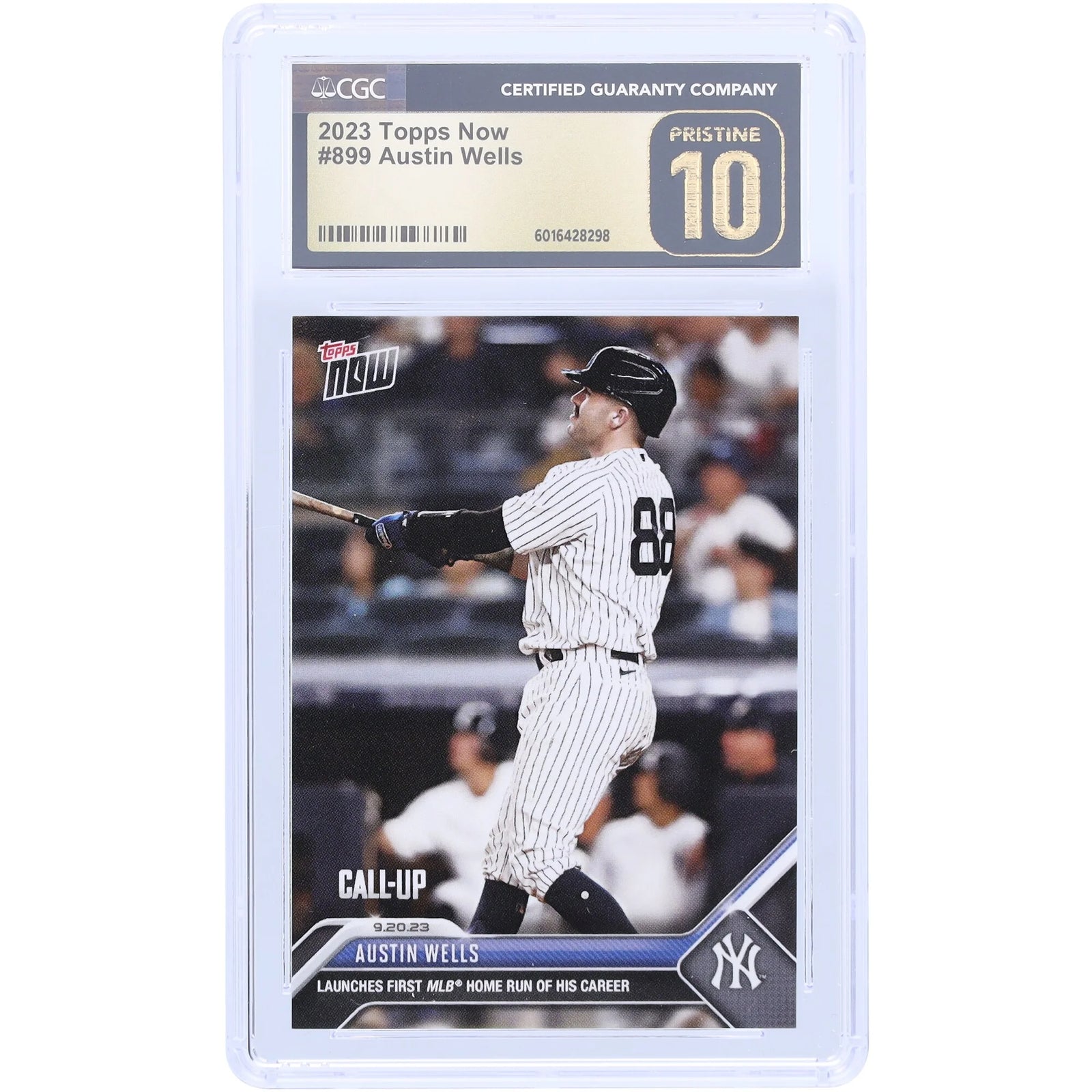Austin Wells New York Yankees 2023 Topps Now Launches First MLB Home Run Of His Career #899 CGC Authenticated Pristine 10 Rookie Card - F2