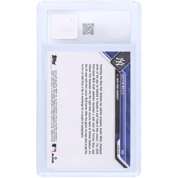 Austin Wells 2023 Topps Now #899 Rookie Card | CGC Authenticated 10