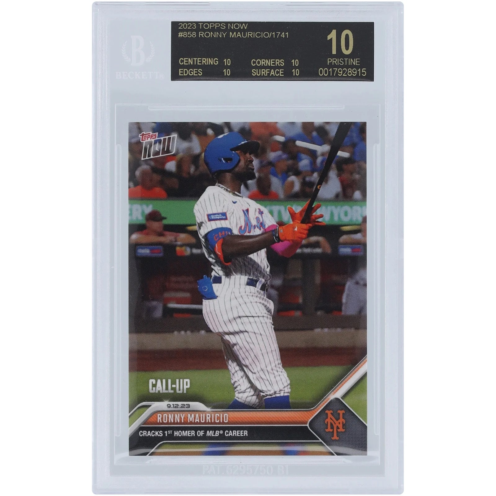 Ronny Mauricio 2023 Topps Now Black Label Rookie Card #858 | BGS 10