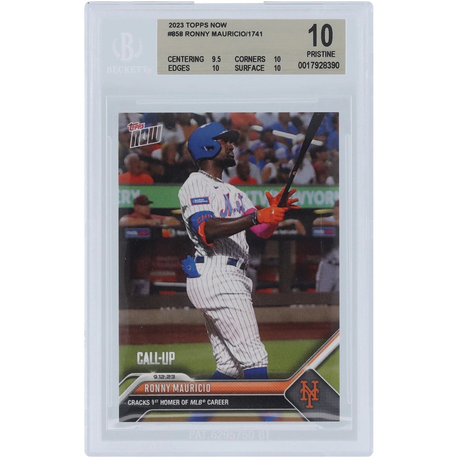 Ronny Mauricio 2023 Topps Now Rookie #858 Card | BGS 10 First Homer