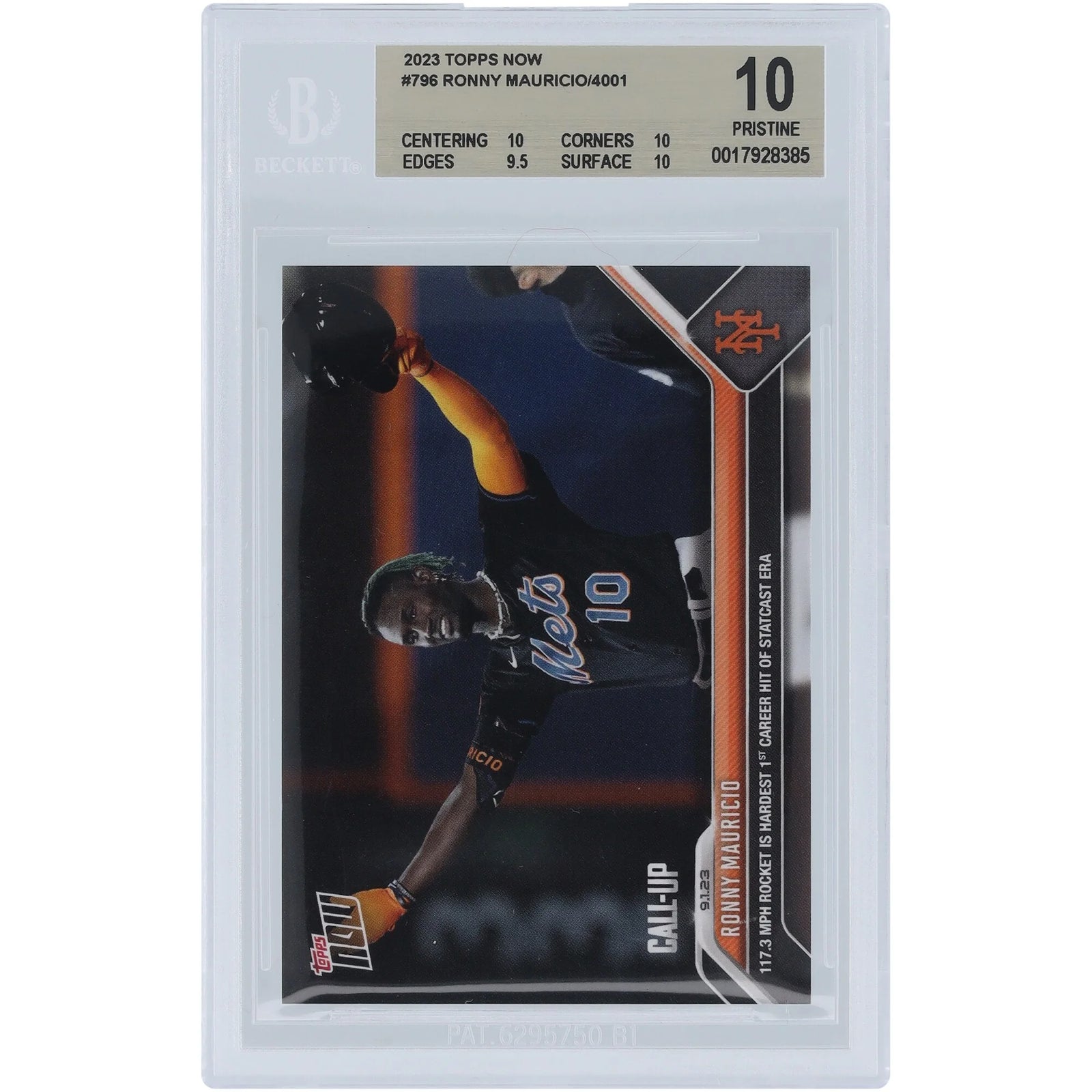 Ronny Mauricio Mets Rookie Card | 2023 Topps Now #796 BGS 10
