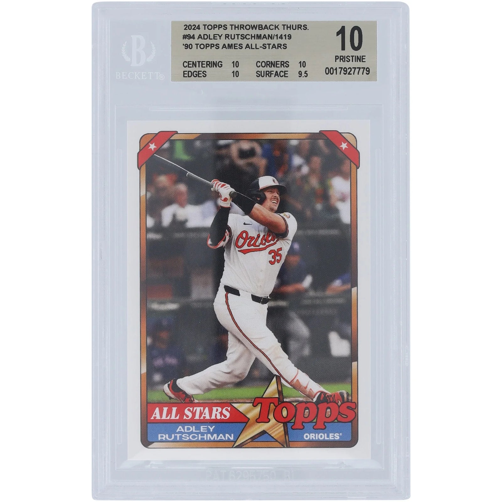 Adley Rutschman 2024 Topps TBT 90 Ames All-Stars #94 Card | BGS 10