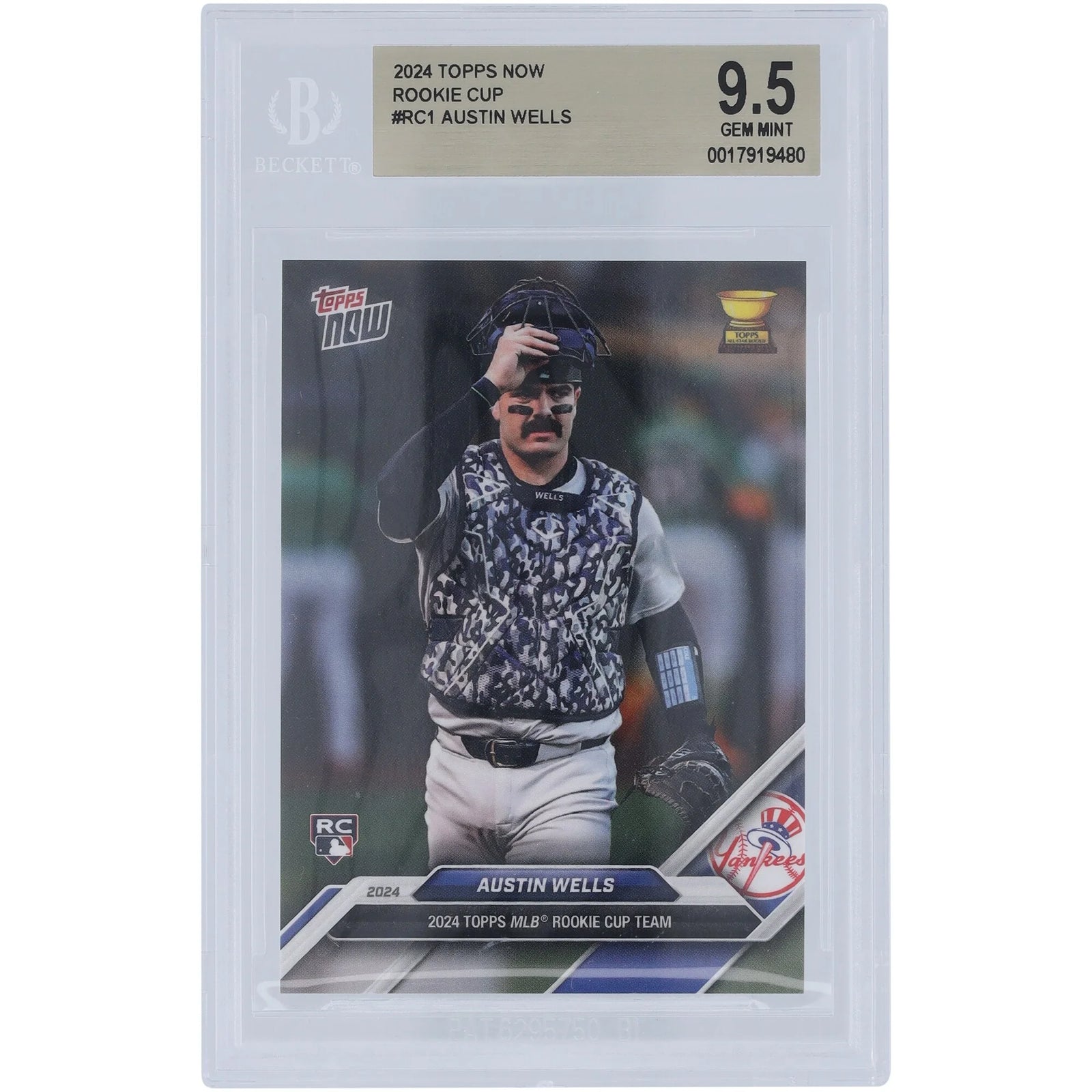 Austin Wells 2024 Topps Now Rookie Cup Team #RC1 Card | BGS 9.5