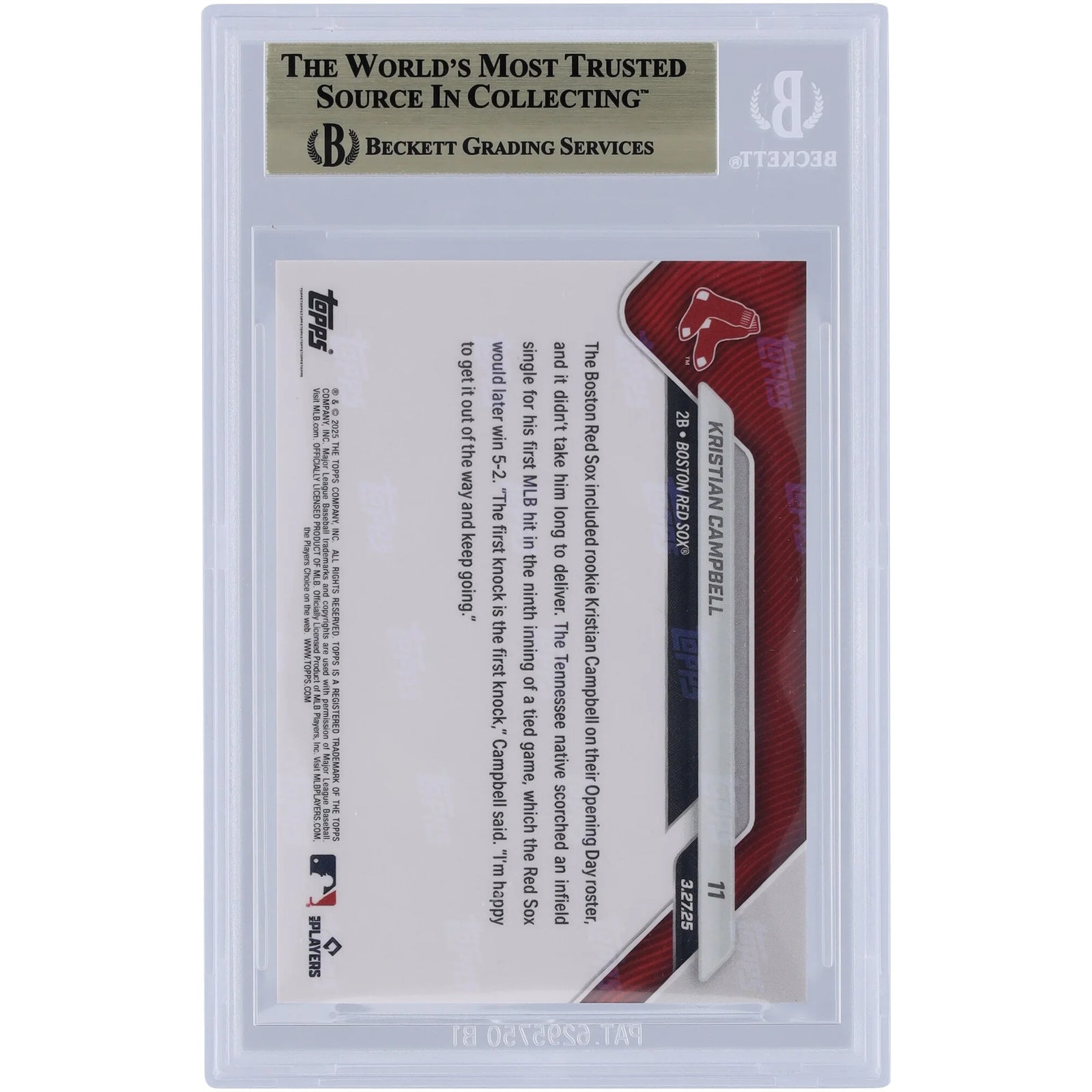 Kristian Campbell 2025 Topps Now Rookie #11 Card | BGS 9.5