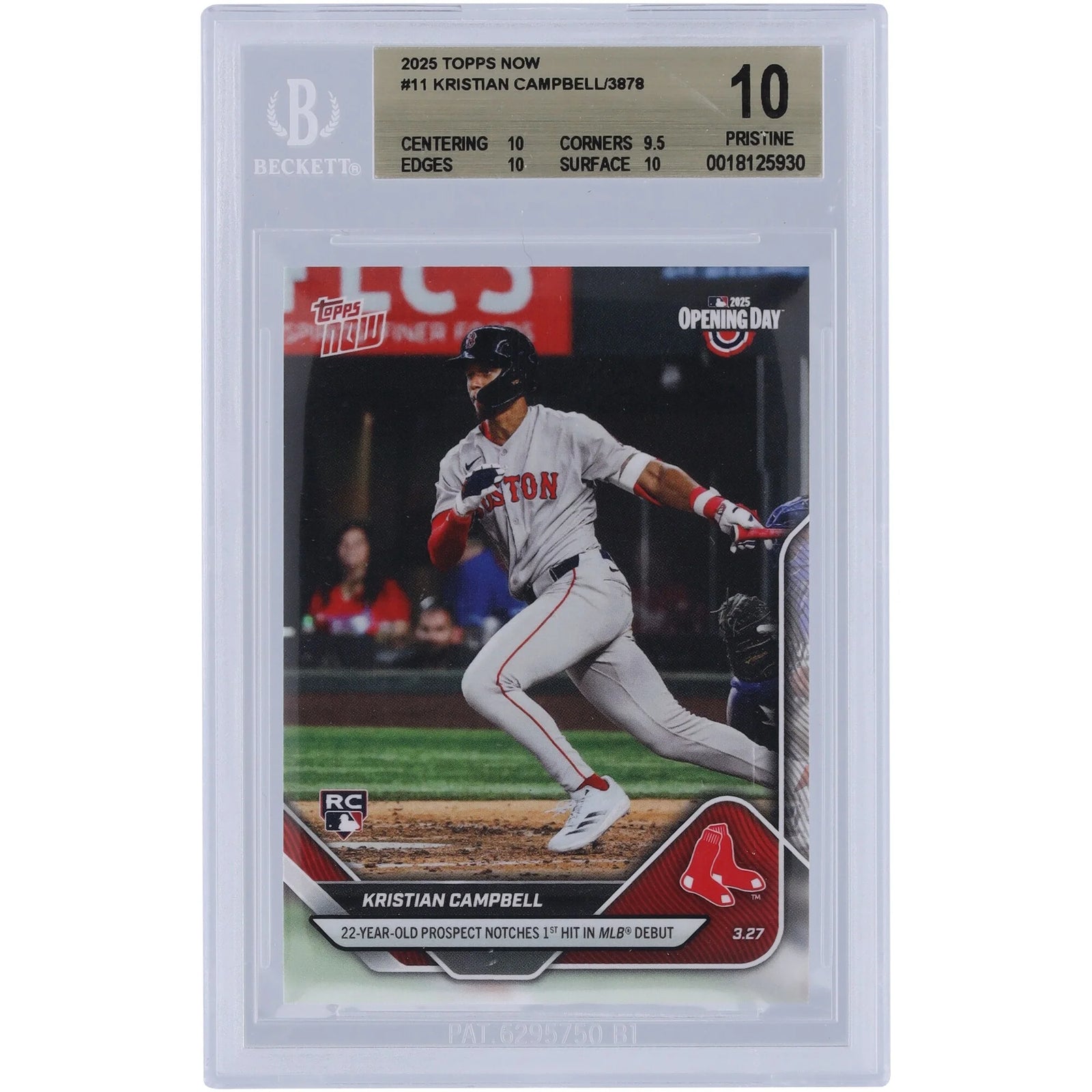 Kristian Campbell Boston Red Sox 2025 Topps Now Rookie #11 Card | BGS 10