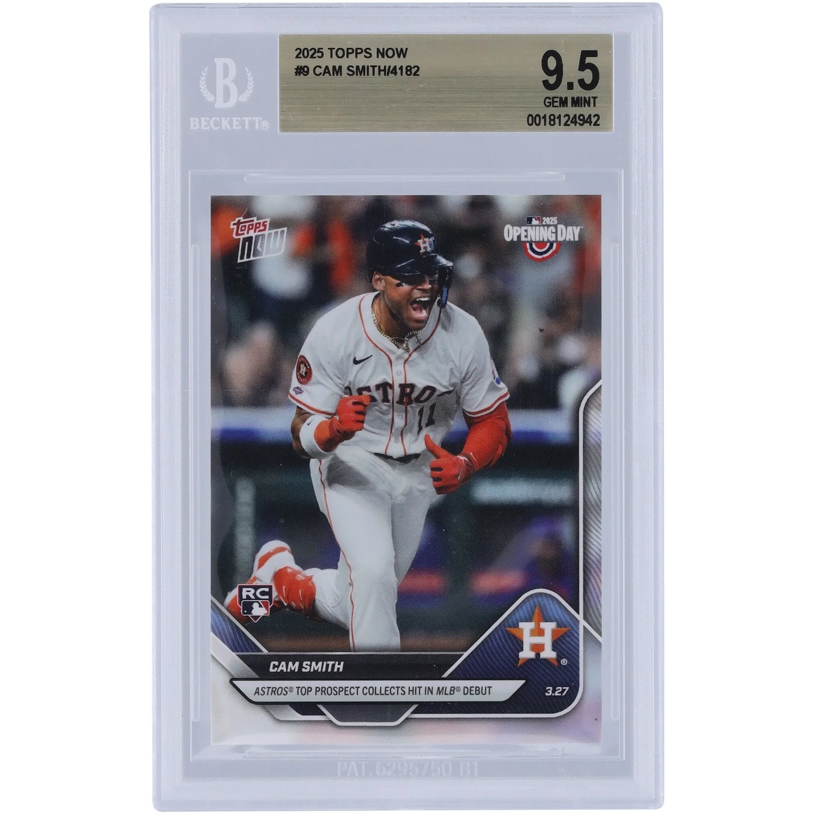 Cam Smith 2025 Topps Now Astros Top Prospect Rookie #9 Card | BGS 9.5