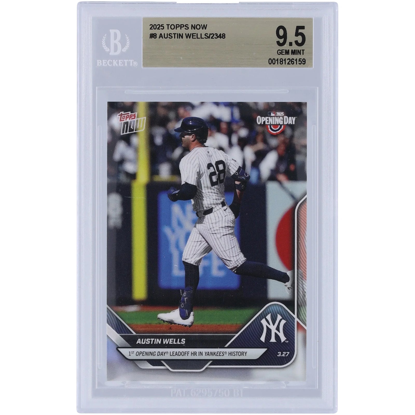 Austin Wells 2025 Topps Now Opening Day Leadoff HR #8 | BGS 9.5