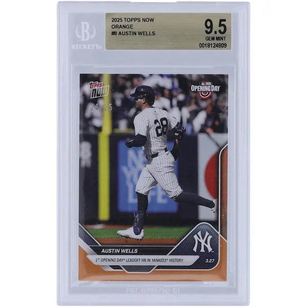 Austin Wells 2025 Topps Now Opening Day Leadoff HR Orange #8 #/25 | BGS 9.5