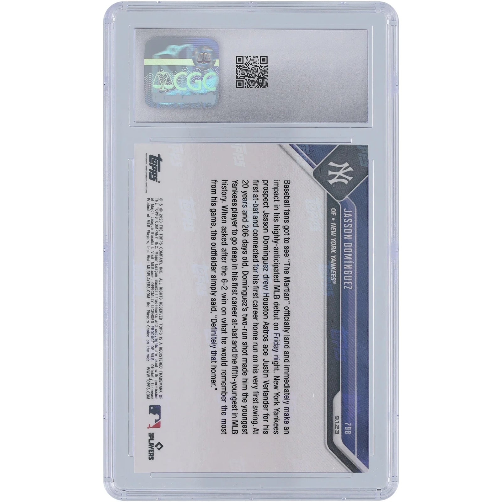 Jasson Dominguez 2023 Topps Now The Martian #798 | CGC 9.5
