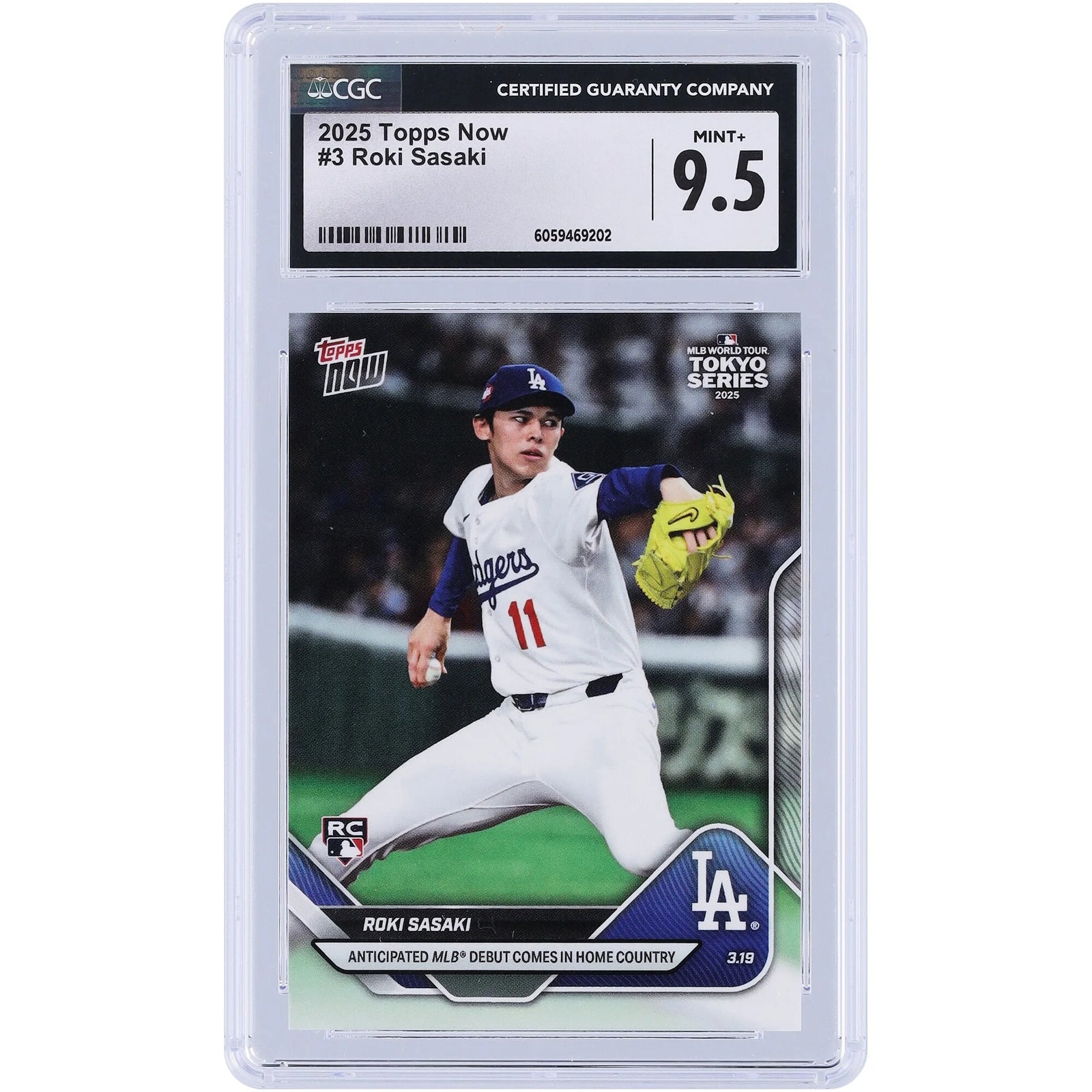 Roki Sasaki 2025 Topps Now Rookie #3 Card | CGC 9.5 Graded