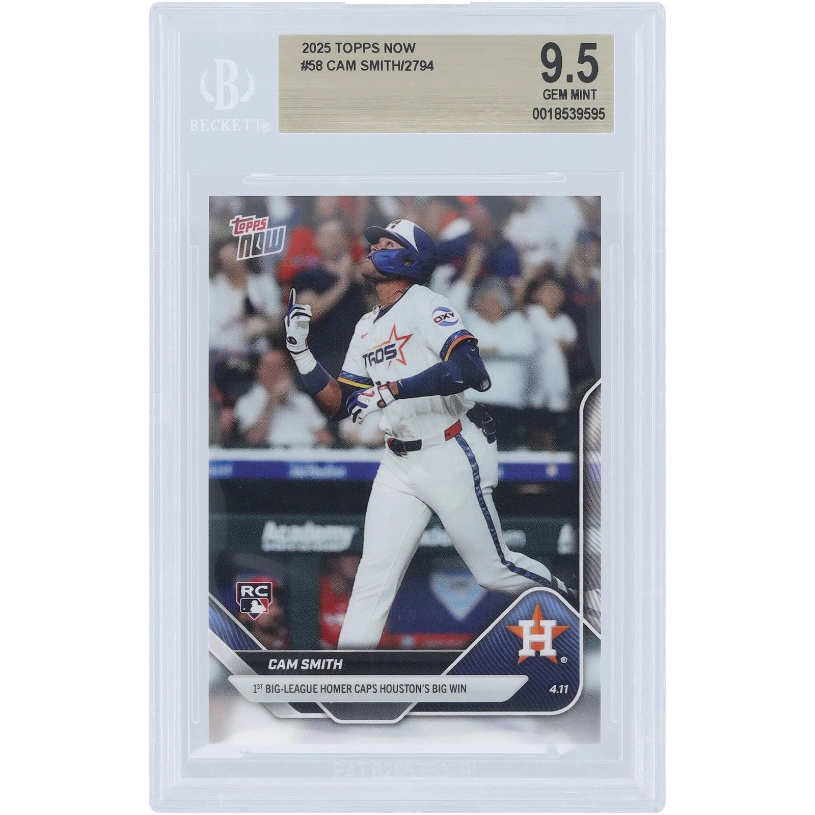 Cam Smith Houston Astros 2025 Topps Now Rookie #58 Card | BGS 9.5