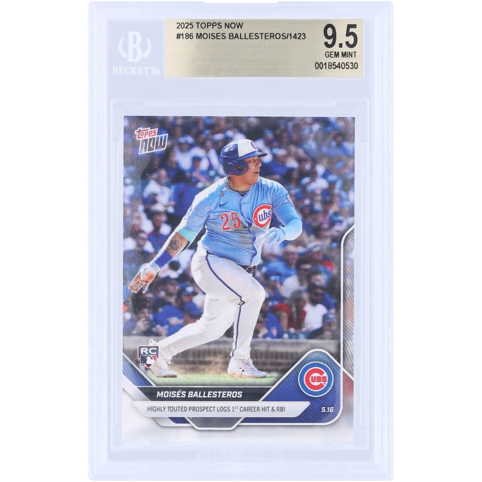 Moises Ballesteros 2025 Topps Now Rookie #186 Card | BGS 9.5