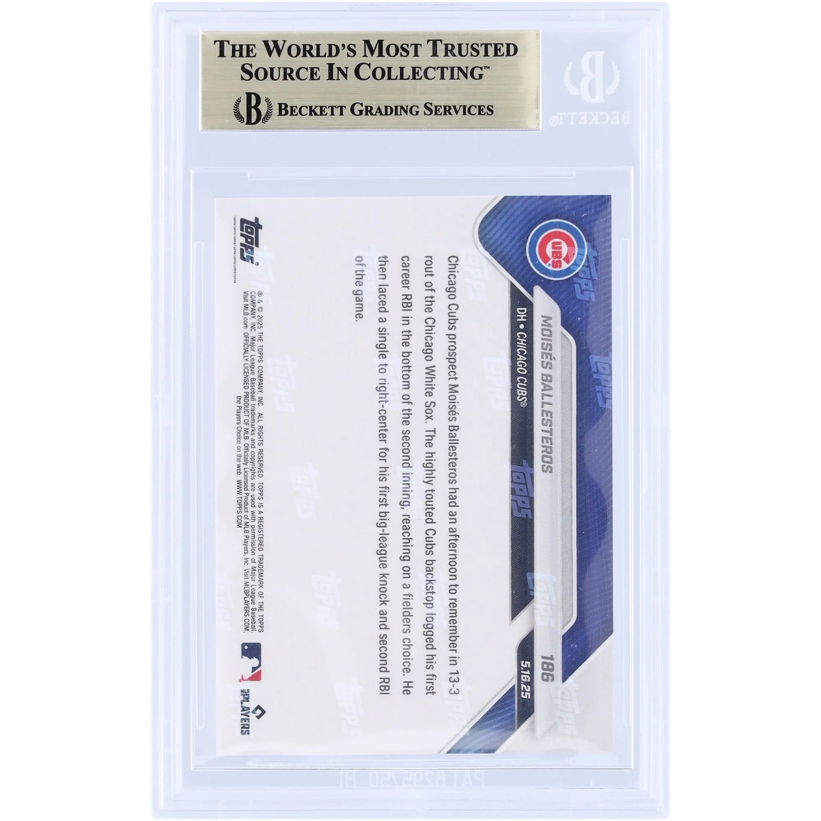 Moises Ballesteros 2025 Topps Now Rookie #186 Card | BGS 9.5
