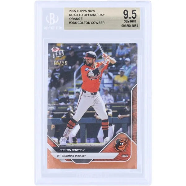 Colton Cowser 2025 Topps Now Road To Opening Day Orange Foil #OD-5 #/25 BGS 9.5