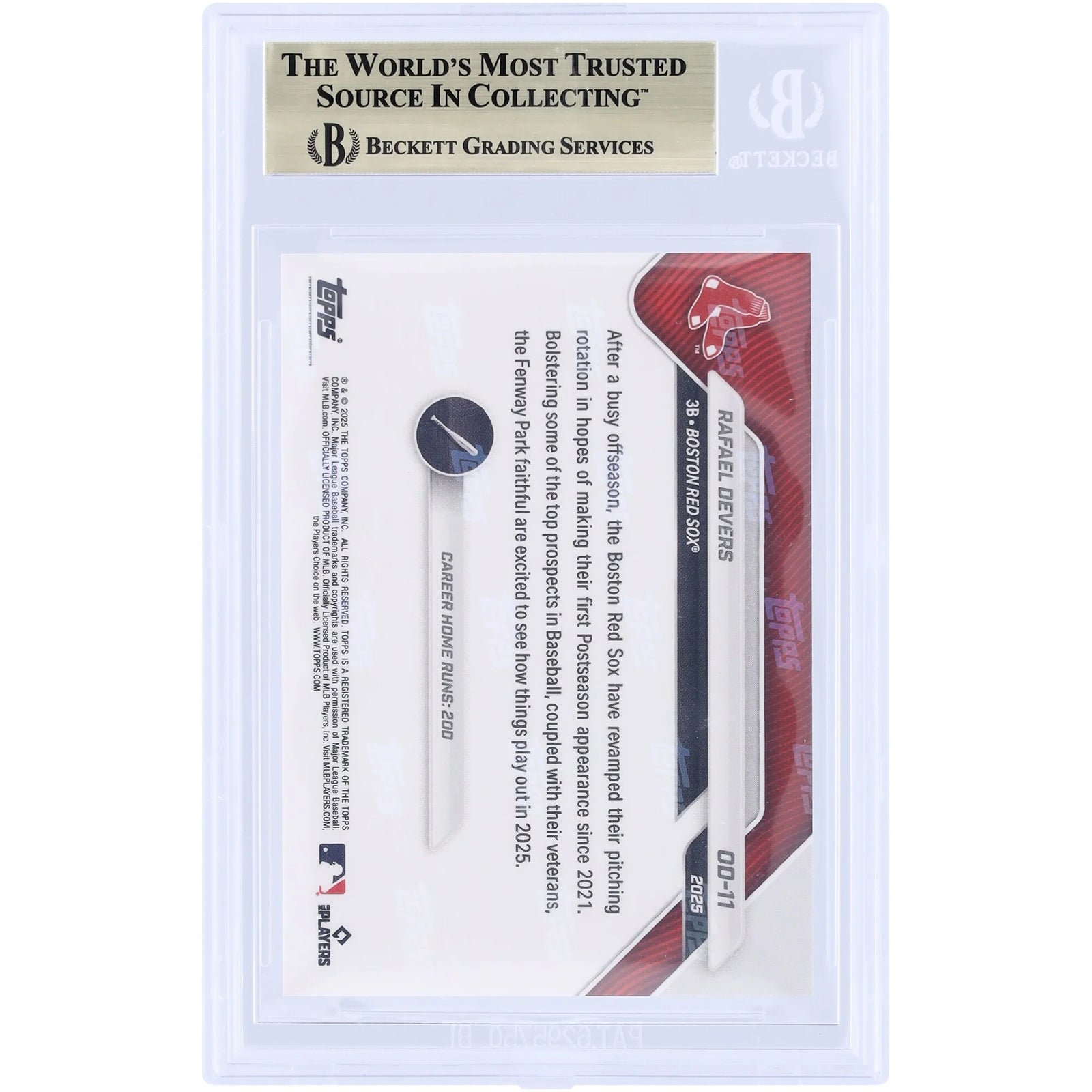 Rafael Devers 2025 Topps Now Road To Opening Day Red Foil #OD-11 | BGS 10