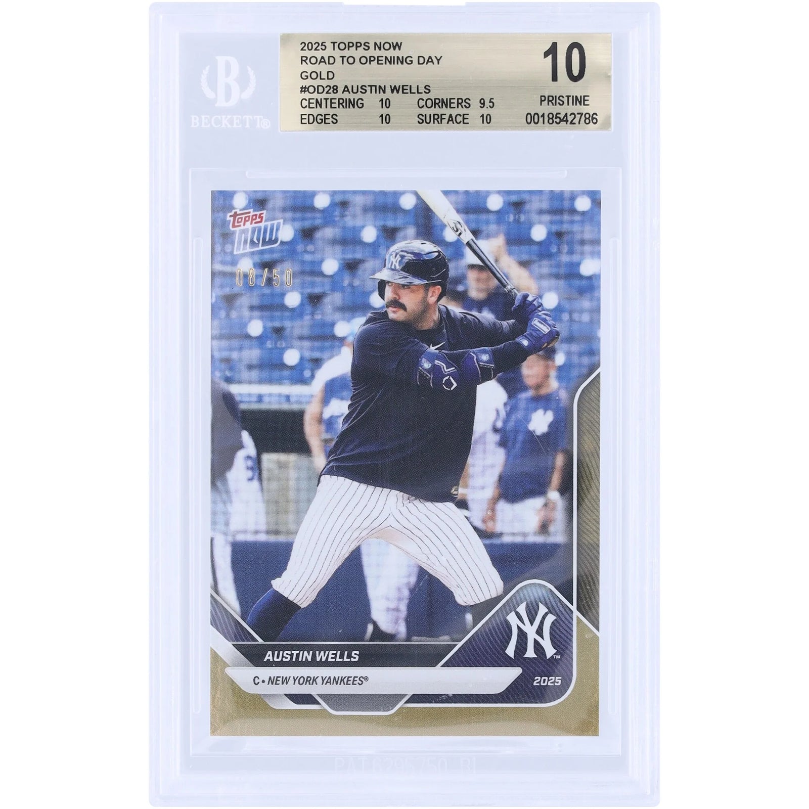 Austin Wells 2025 Topps Now Road To Opening Day Gold Foil #OD-28 | BGS 10