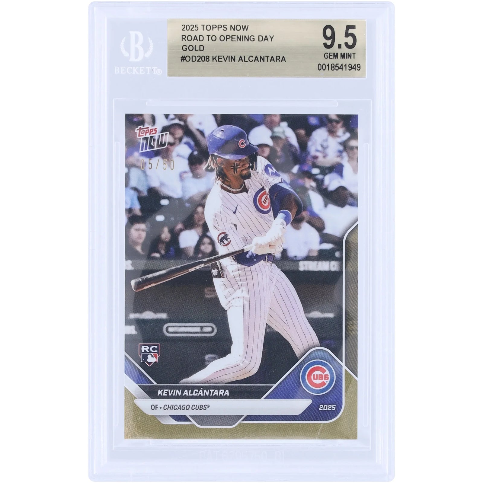 Kevin Alcantara Chicago Cubs 2025 Topps Now Gold Foil Rookie | BGS 9.5