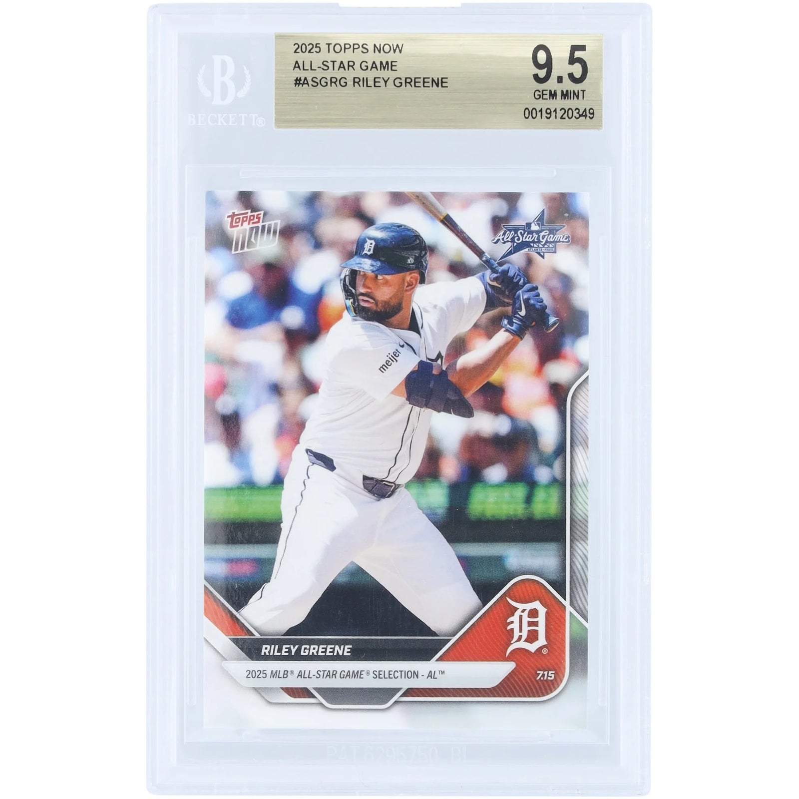 Riley Greene 2025 Topps Now All-Star Game Card | BGS 9.5