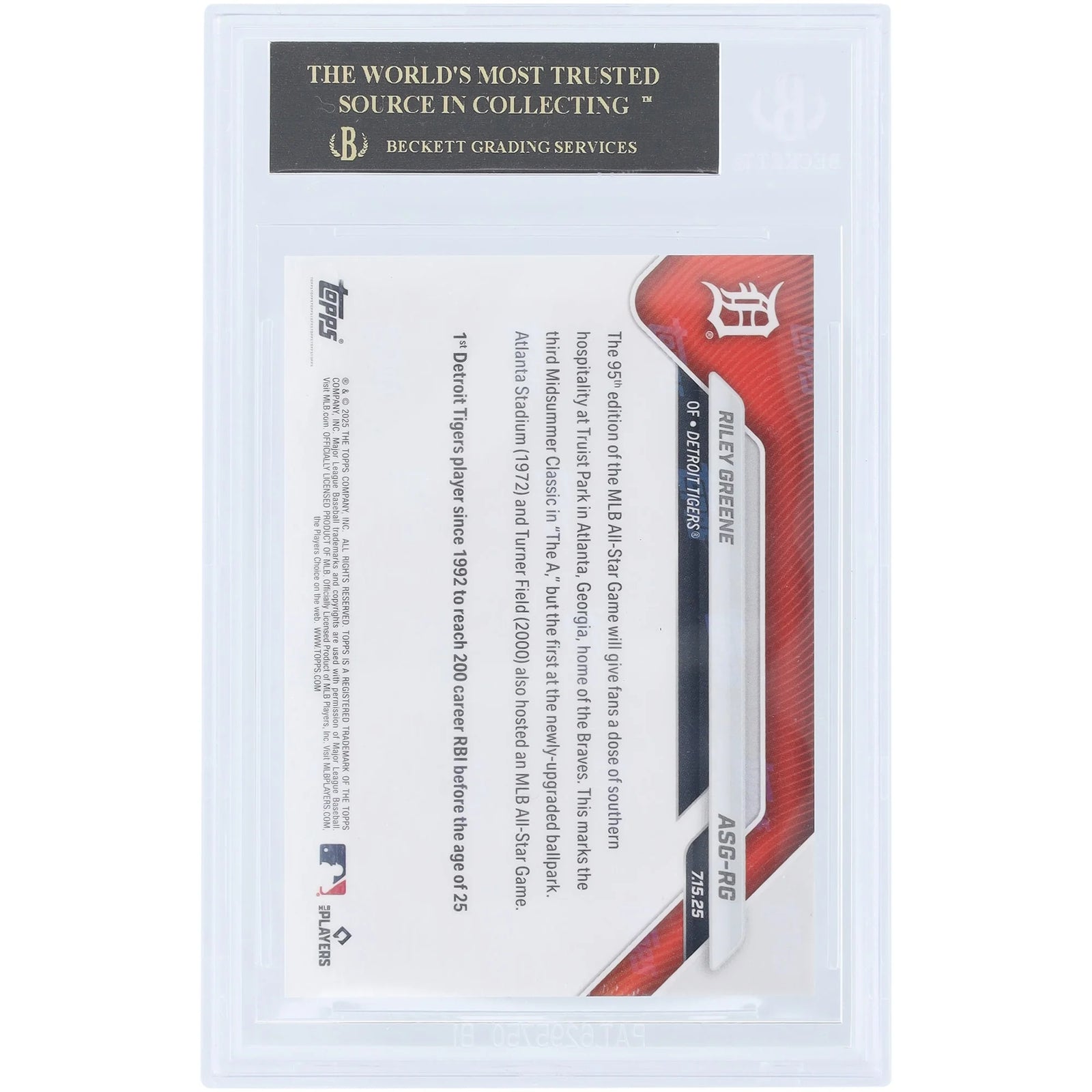 Riley Greene 2025 Topps Now All-Star Card | BGS 10 Black Label
