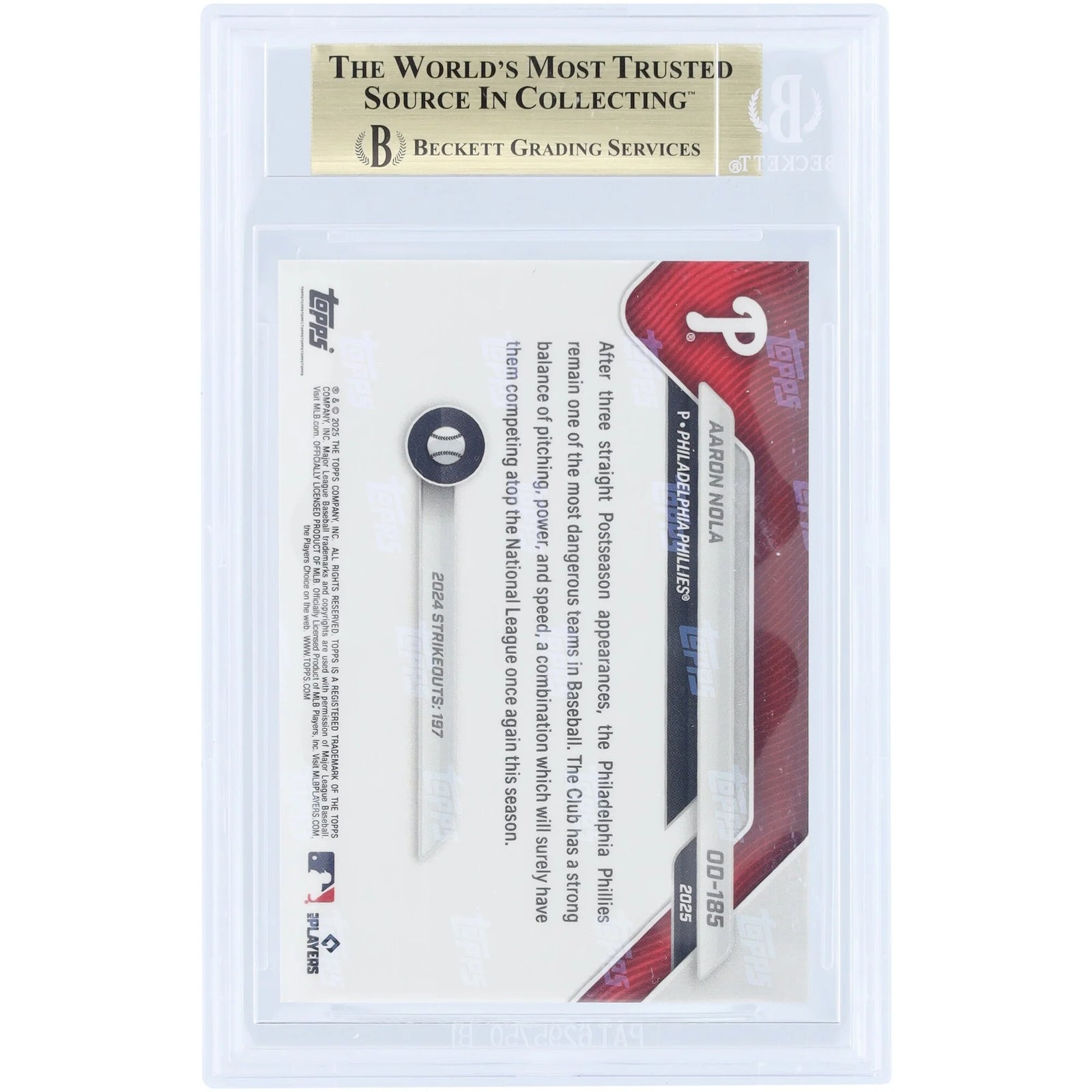 Aaron Nola 2025 Topps Now Road to Opening Day #OD-185 | BGS 10