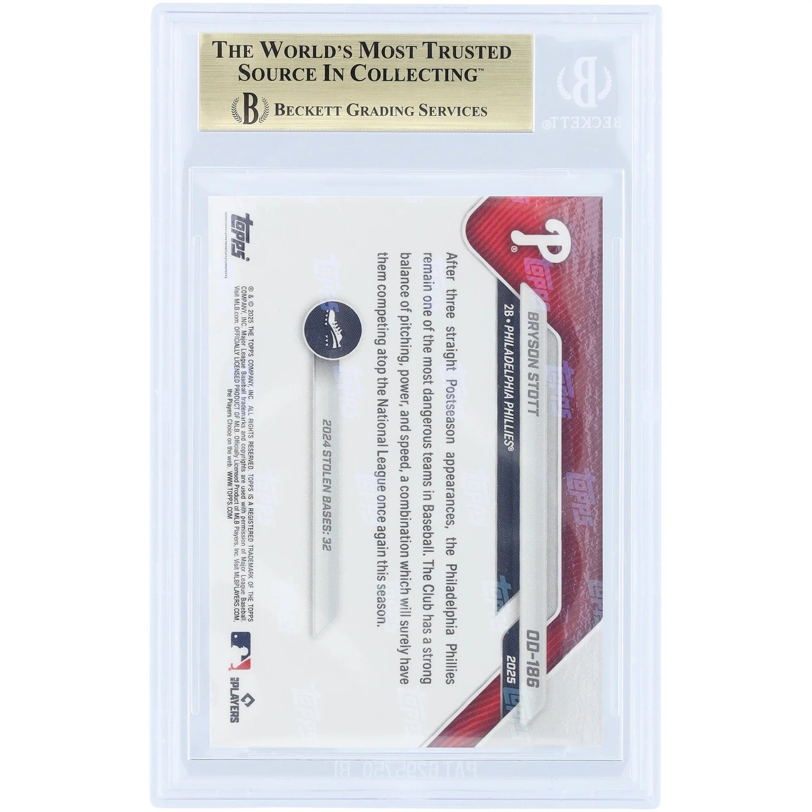 Bryson Stott 2025 Topps Now Road to Opening Day #OD-186 | BGS 10