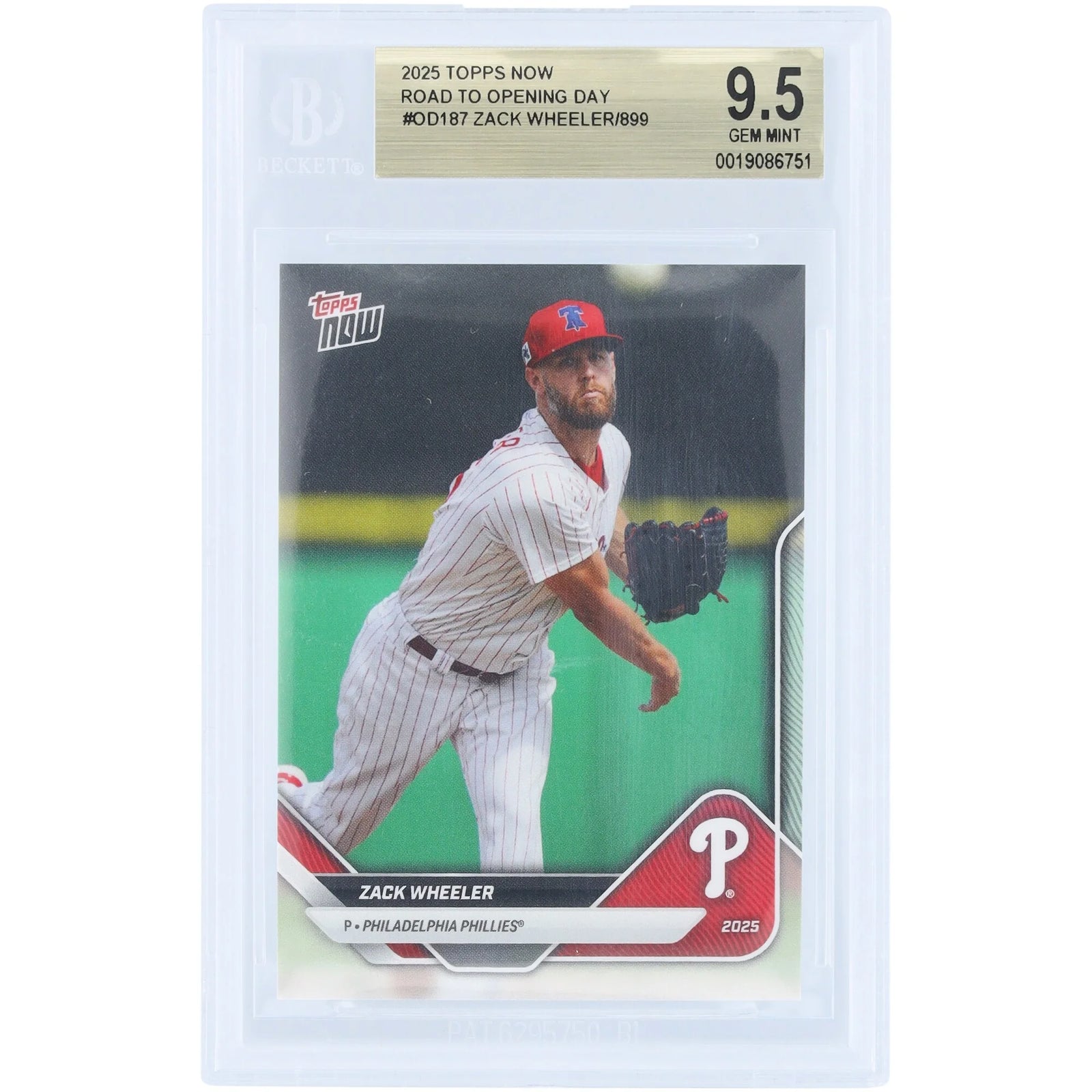 Zack Wheeler Signed 2025 Topps Now Road to Opening Day Card | BGS 9.5