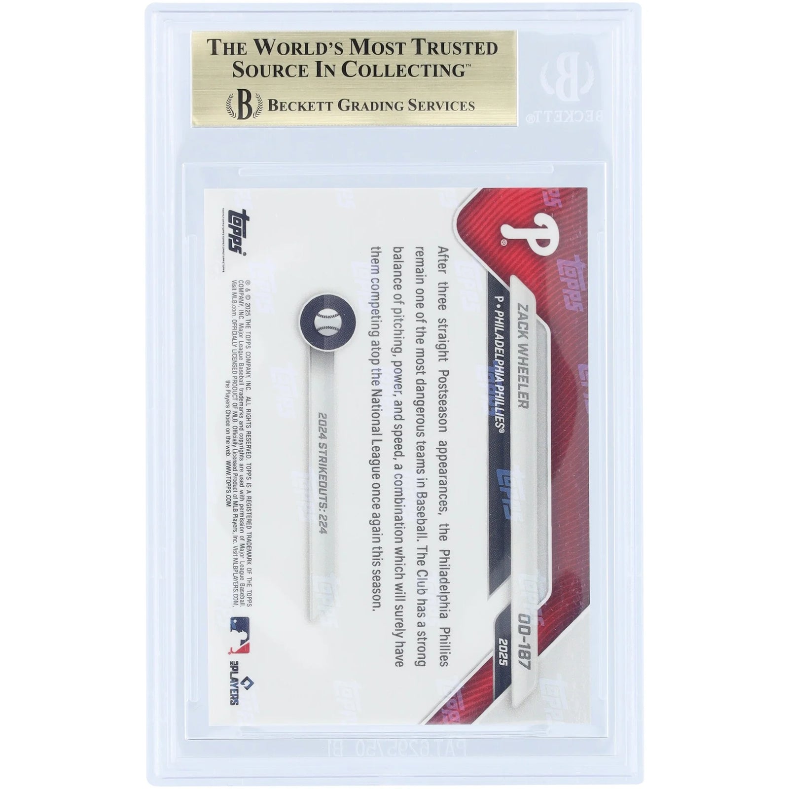 Zack Wheeler Signed 2025 Topps Now Road to Opening Day Card | BGS 9.5