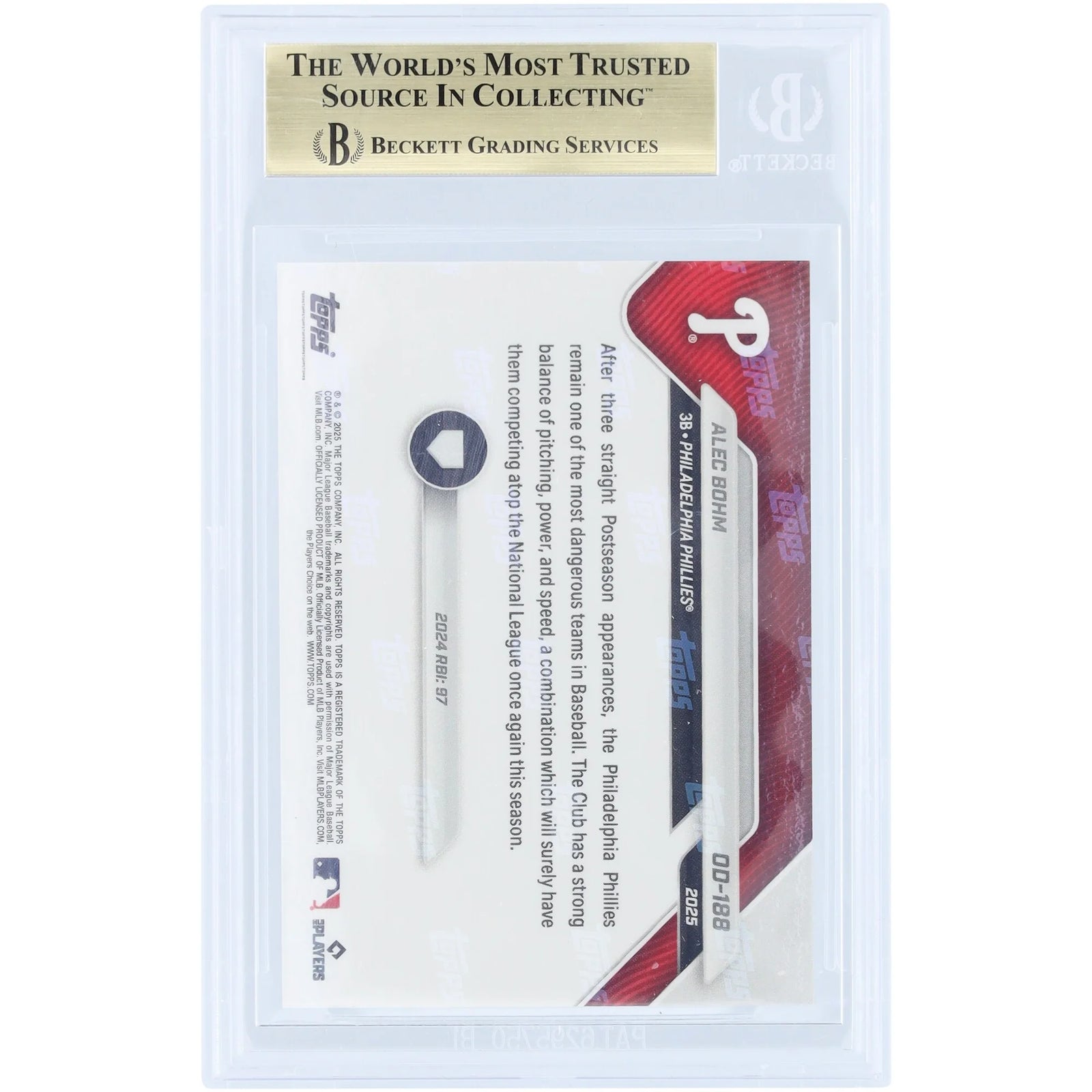 Alec Bohm 2025 Topps Now Road to Opening Day #OD-188 | BGS 9.5