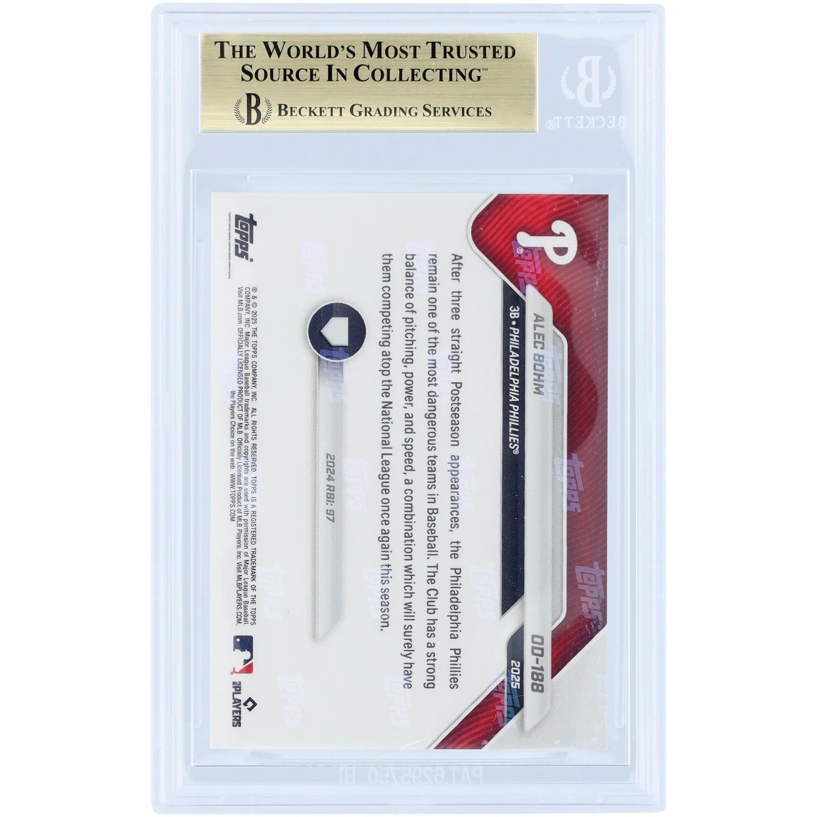 Alec Bohm 2025 Topps Now Road to Opening Day #OD-188 | BGS 10