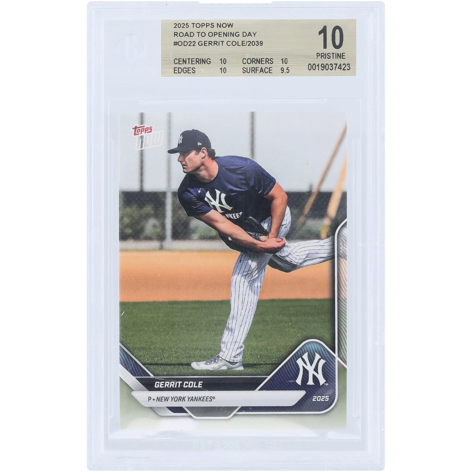 Gerrit Cole 2025 Topps Now Road to Opening Day #OD-22 | BGS 10
