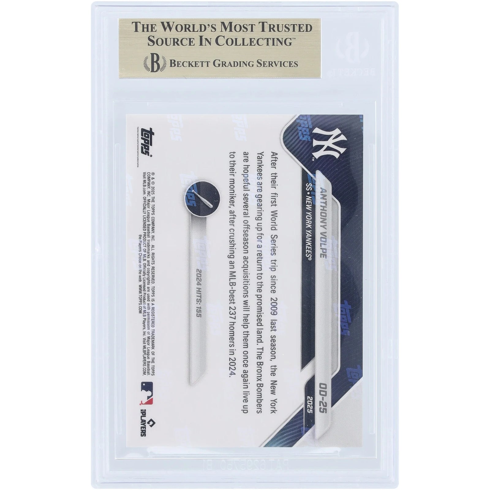 Anthony Volpe 2025 Topps Now Road to Opening Day #OD-25 | BGS 10