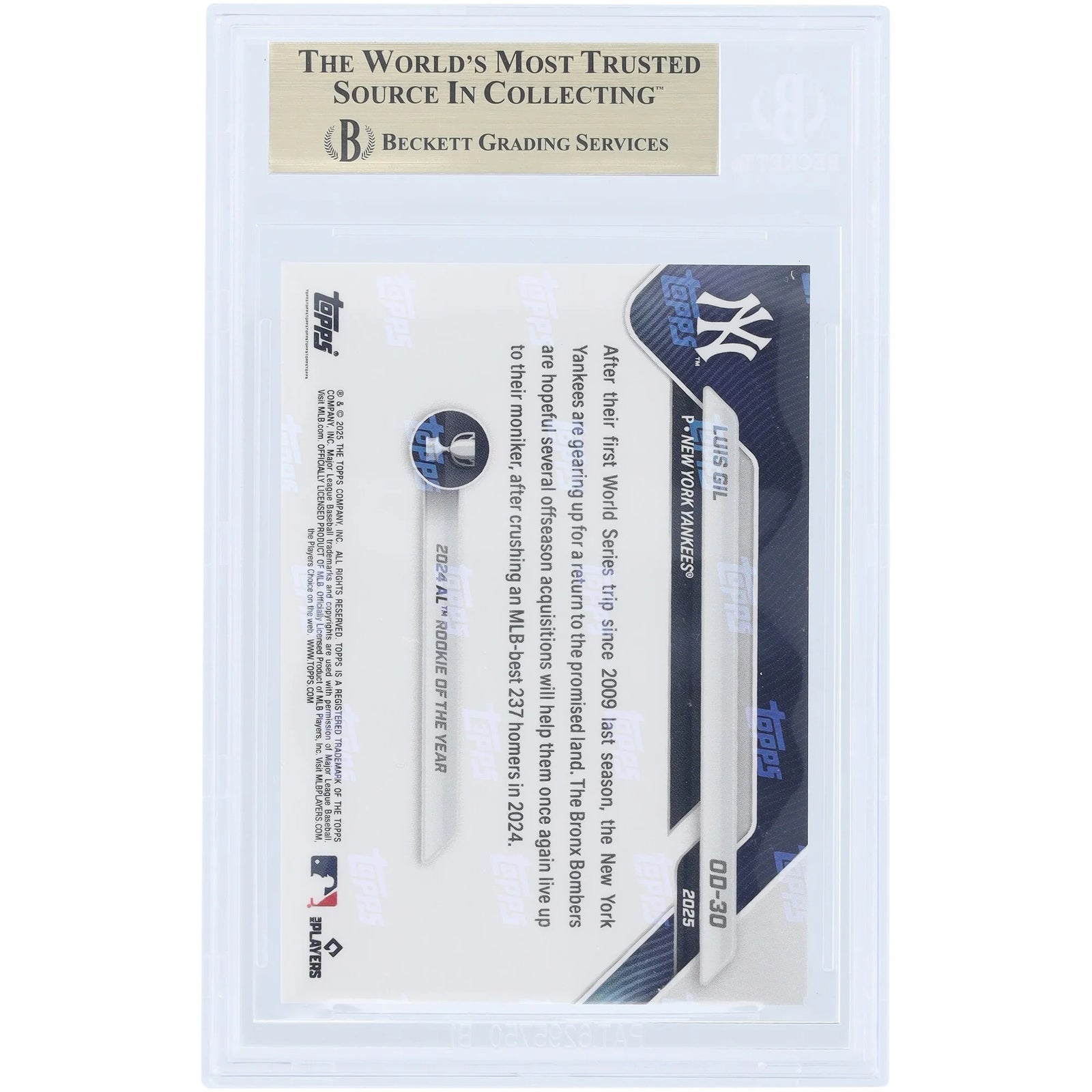 Luis Gil 2025 Topps Now Road to Opening Day #OD-30 | BGS Graded 10