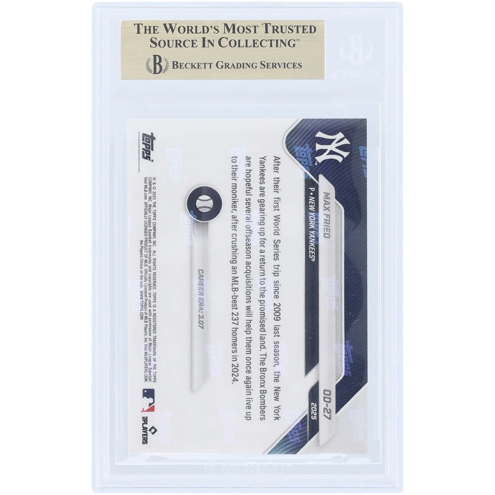 Max Fried 2025 Topps Now Road to Opening Day #OD-27 | BGS 10
