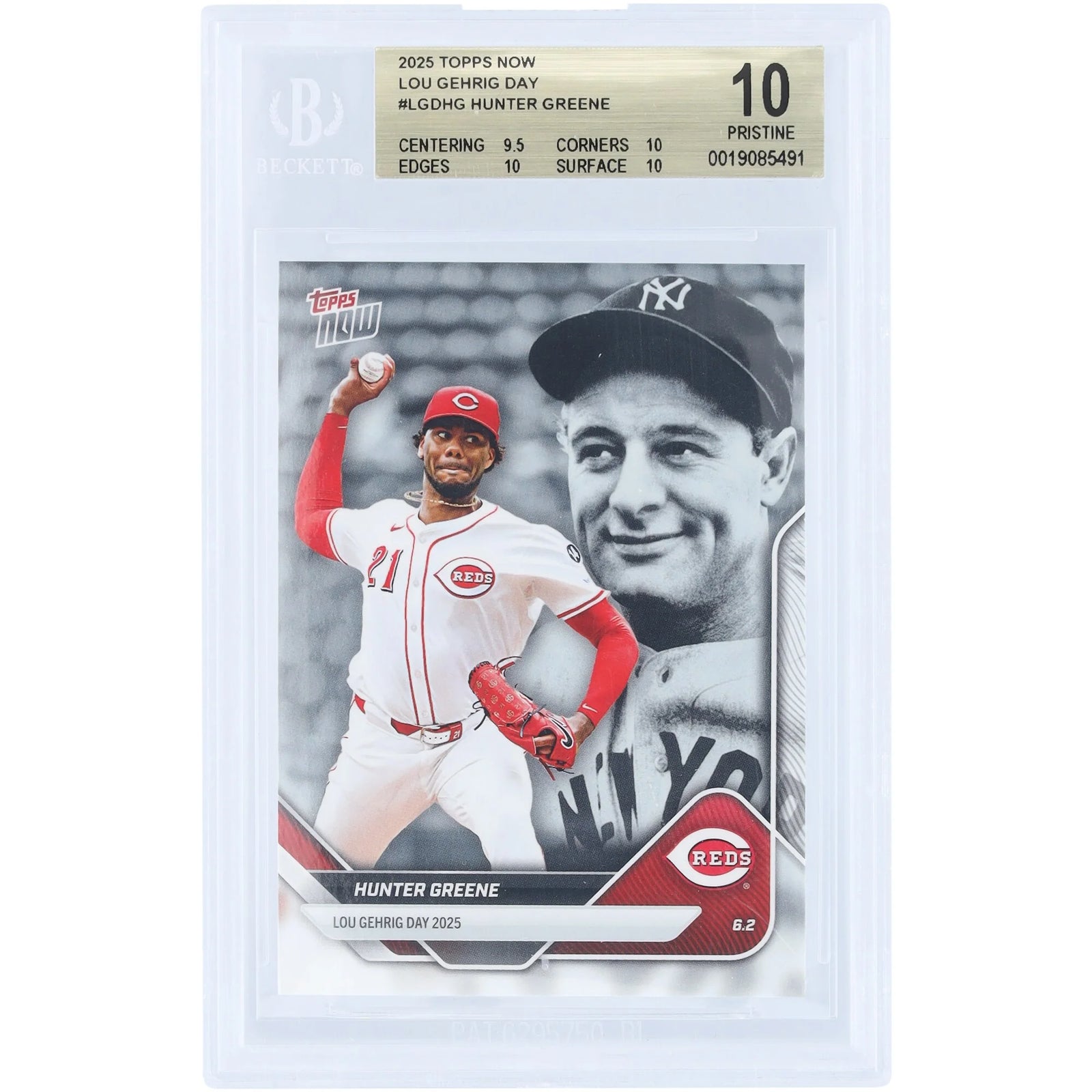 Hunter Greene 2025 Topps Now Lou Gehrig Day Card | BGS 10