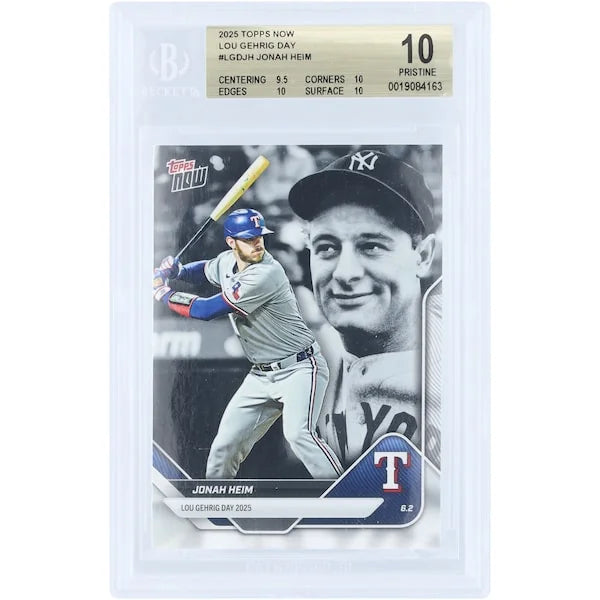 Jonah Heim Texas Rangers 2025 Topps Now Lou Gehrig Day Card | BGS 10