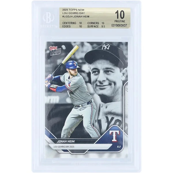Jonah Heim Texas Rangers 2025 Topps Now Lou Gehrig Day Card | BGS 10